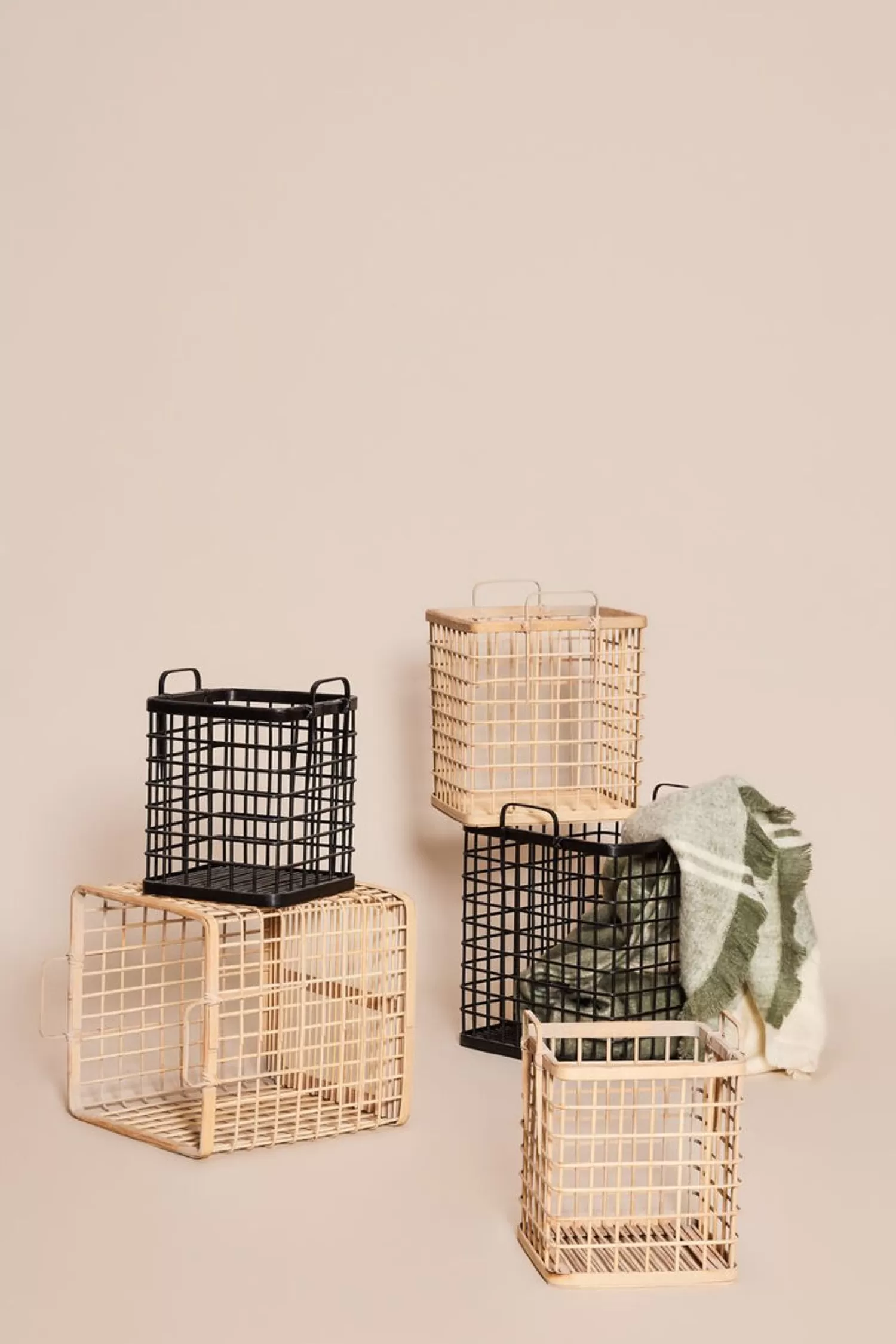 Hübsch Storage^Square Baskets (Set Of 3) Natural