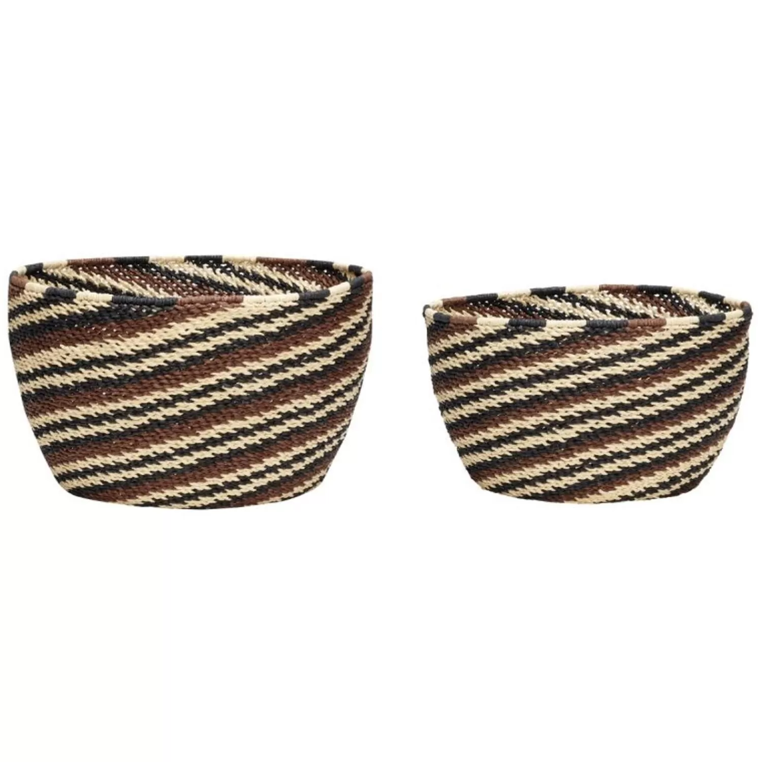 Hübsch Storage^Stream Baskets Multicolour (Set Of 2) Black, Brown, Natural