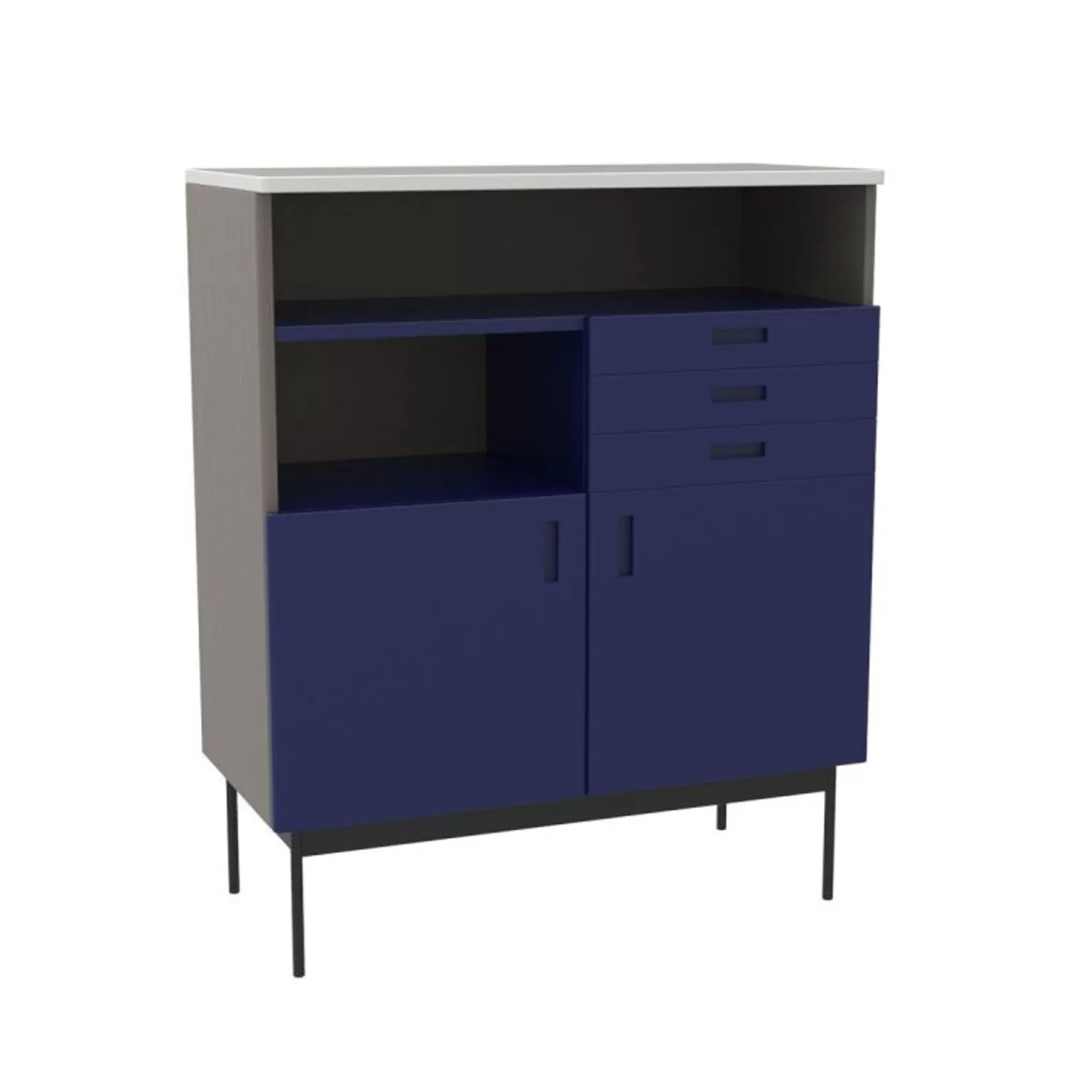 Hübsch Shelf Units & Storage^Study Cabinet Dark Blue/Grey Black, Dark Blue, Grey