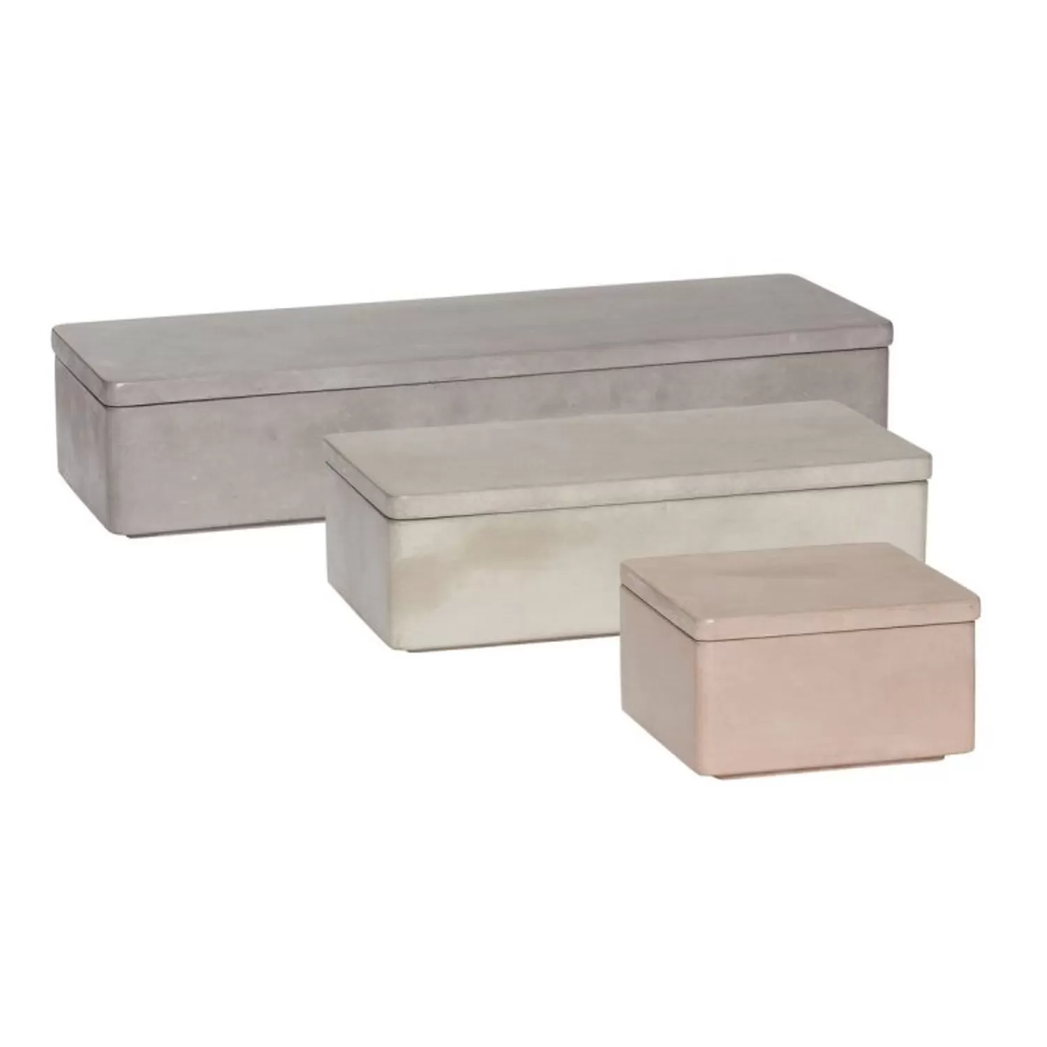 Hübsch Storage^Umber Storage Jars Rectangular Grey (Set Of 3) Grey, Light Grey, Pink