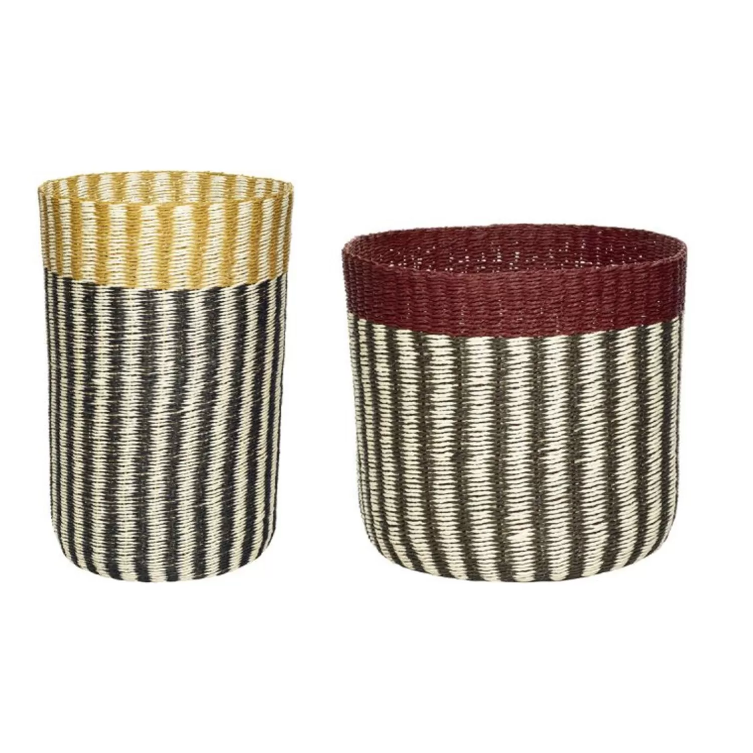 Hübsch Storage^Vertigo Baskets Multicolour (Set Of 2) Black, Natural, Red, Yellow