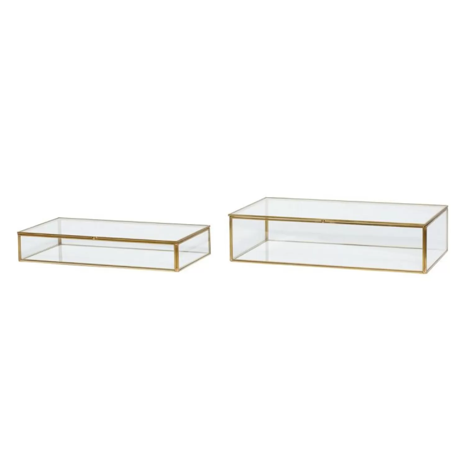 Hübsch Storage^View Glass Boxes Small Clear/Brass (Set Of 2) Brass, Clear